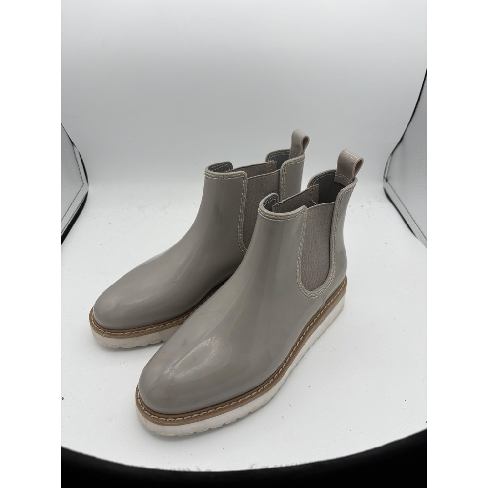 Steve Madden Boots Womens Size 6.5 37 Gray Rubber Rain Ankle Chelsea Lug Sole
